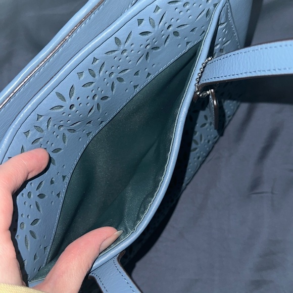 Coach Teal Taylor Eyelet Leather Carryall - Picture 4 of 16